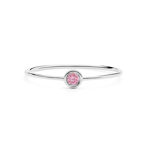 ANILLO QUEEN PLATA CON BAÑO DE RODIO Y TURMALINA ROSA