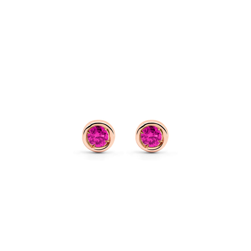 PENDIENTES QUEEN ORO ROSA 18K Y RUBÍS