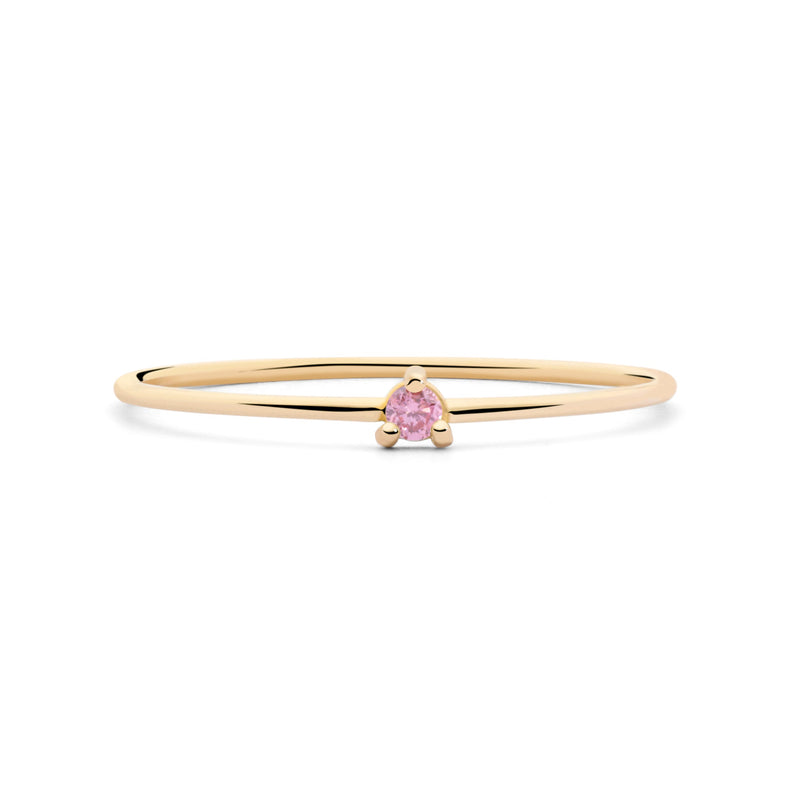 ANILLO PRINCESS PLATA CON BAÑO DE ORO 18K Y TURMALINA ROSA